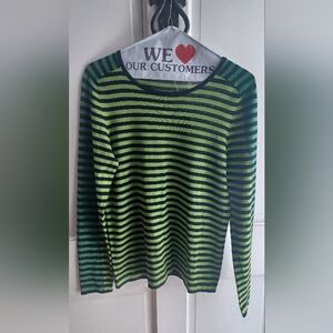 Akris Punto Striped Green and Black Wool Long-sleeved Tee